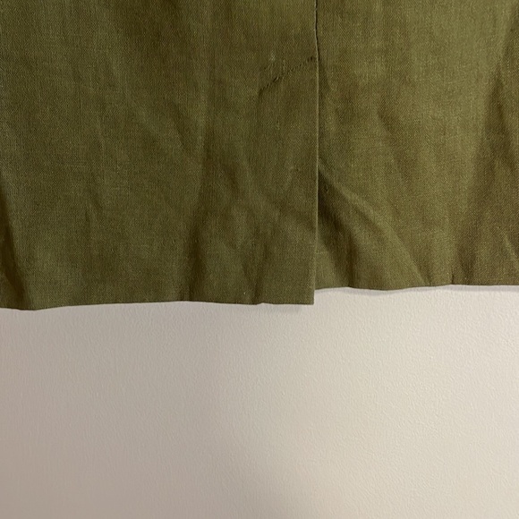 Bill Blass 100% Linen Pencil Skirt 10 Olive Green Mid Slit Blassport - Picture 9 of 12